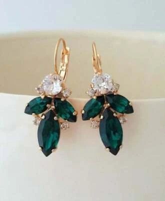 2.30Ct Marquise Lab Created Diamond Drop Dangle Earrings 14k Yellow Gold Plated - Image 1 of 3