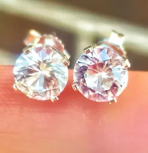 2ct Natural VS White Sapphire 14K White Gold Stud Earrings Wedding Anniversary - Picture 1 of 5