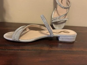Nina Silber Strass Glas Slipper Riemchen Sandalen Schuh ~ elegant ~ Größe 6M - Bild 1 von 8