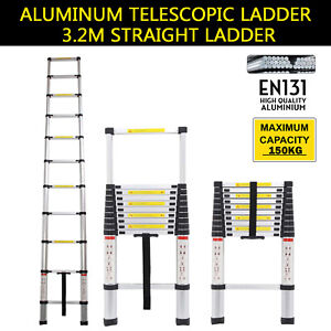 10ft Aluminum Telescoping Ladder 3.2M Telescopic Multi Purpose for Home 150kg 