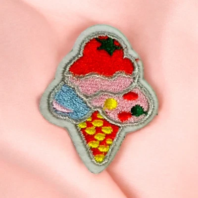 Iron On Patch Ice Cream Cone Cartoon Clothing Decal Embroidery - Image 1 of 2