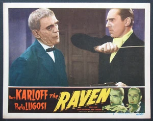 THE RAVEN BORIS KARLOFF BELA LUGOSI EDGAR ALLAN POE REALART HORROR R-1948 LC #5 - Foto 1 di 1