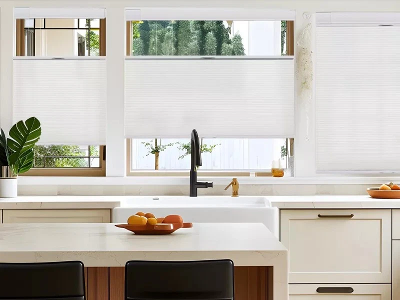 No Screw Installation Clearance Sale Blackout White Cellular Blinds Honeycomb - Image 1 of 4