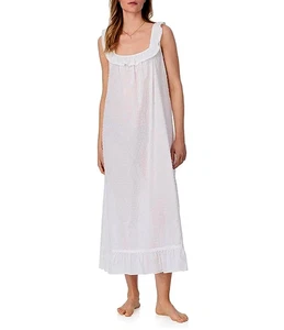 Eileen West Spitzenbesatz Schweizer Punkte ärmellos 100 % Baumwolle Rasen Ballett Nachthemd XL - Bild 1 von 4