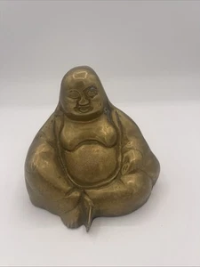 VTG Brass Laughing Buddha Statue Figure 5 inches Tall - Picture 1 of 6