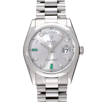 ROLEX Day date 118206A R number (manufactured around 1987) Silver/diamond me... - Image 1 of 4