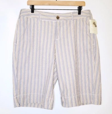 Merona 100% Cotton Blue & Tan Bermuda Shorts. Size12 - Image 1 of 4