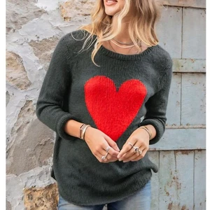 Navi in Legno | Maglione Maglia Pullover Cuore Lana Mohair, Donna Medium Large - Foto 1 di 8