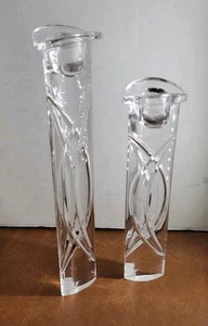 Set Of 2 Crystal Candlestick Holders 11" & 9" - Picture 1 of 4