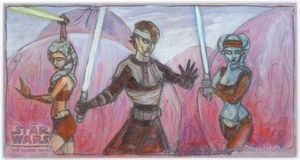 2009 Topps Star Wars Clone Wars Widevision Sketchkarte Soni Alcorn-Hender Ahsoka - Bild 1 von 2