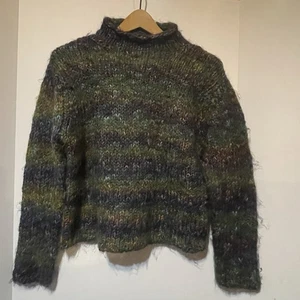 Suéter multicolor tejido grueso mezcla de lana cuello alto talla grande Tangents para mujer - Imagen 1 de 4