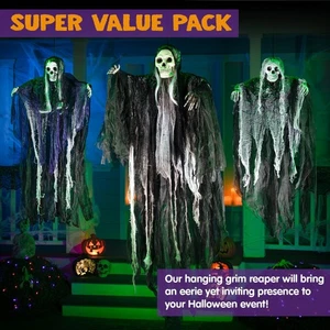 3er Pack Halloween Skelett Geister Sensenmann Deko für drinnen draußen  - Bild 1 von 8