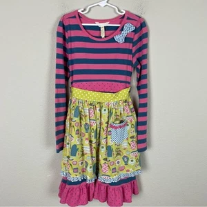 Matilda Jane Pink Blue Yellow Somethings Cooking Apron Dress 10 - Picture 1 of 5