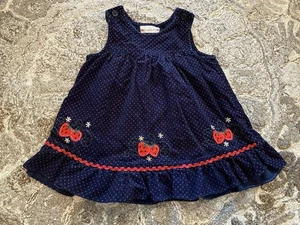 Vintage Erdbeere Party Kleid Mädchen Größe 3T Landhaus Kern Samt Velours Polka - Bild 1 von 7