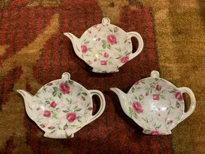 Lefton Rose Floral Chintz Teebeutel Halter Menge 3 Löffel Rest Vintage Top 1793 - Bild 1 von 9