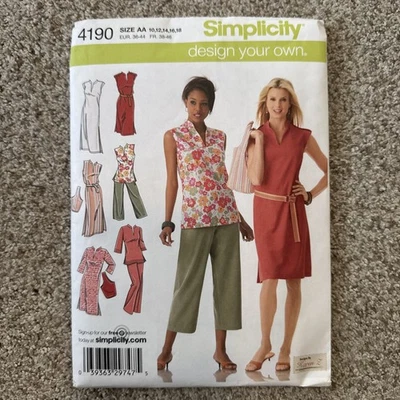 Simplicity 4190 Misses Dresses Tunic Cropped Pants Bag sz 10-12-14-16-18 UC FF - Image 1 of 3