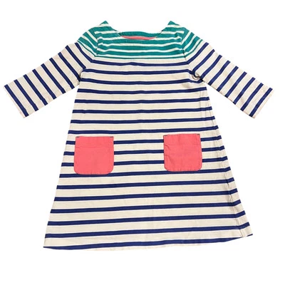 Mini Boden Girl’s Striped Play Dress Size 5-6y Cotton Knit Casual Colorful - Image 1 of 4