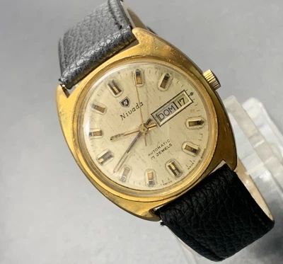 1960's Vintage Nivada Automatic Watch Gold Plated Gents 34mm Art Deco Day-date - Image 1 of 4