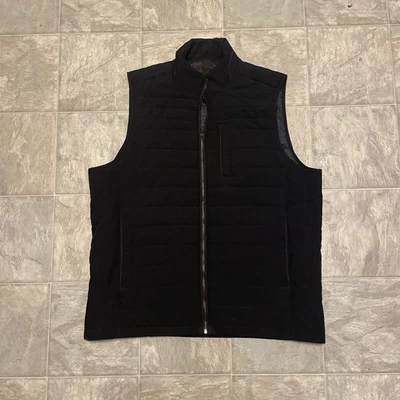 Jos A Bank Quilted Black Vest Men Size Large Full Zip Style Comfort - Image 1 of 4