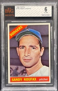 Tarjeta de béisbol 1966 Topps #100 Sandy Koufax vintage de la corte graduada BGS BVG 6 EX-MT - Imagen 1 de 2