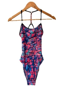 Funkita Badeanzug Einteiler Abstrakt Rosa Muster Größe 10 Träger Rücken - Bild 1 von 7