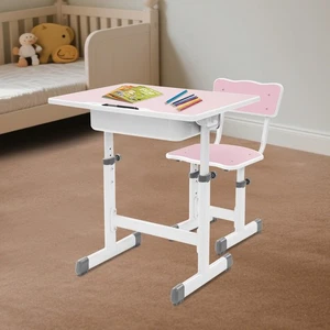 Höhenverstellbares Kinder Schreibtisch und Stuhl Set, für Alter 3-18 Jahre, Rosa - Bild 1 von 16