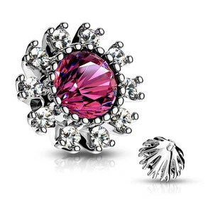 Microdermal Piercing Stein Rosa Umgeben Von Strasssteine - Imagen 1 de 1
