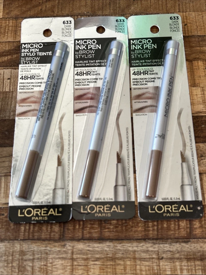 3 X L'Oreal Micro Ink Pen Brow Stylist Hairlike Tint Effect In 633 Dark Blonde - Image 1 of 1