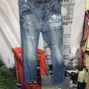 Vintage Mens  Buckle BKE Jake Light Wash Distressed Striaght 34R x 32 Bleach, - Picture 1 of 10