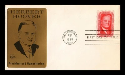 DR JIM STAMPS US COVER PRESIDENT HERBERT HOOVER FDC SARZIN METALLIC CACHET - Image 1 of 2