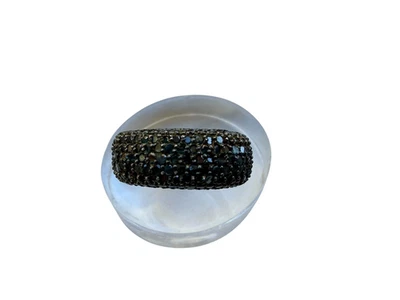 Blue Diamond Pave Band in Sterling Silver Womens Size 7 - Image 1 of 4