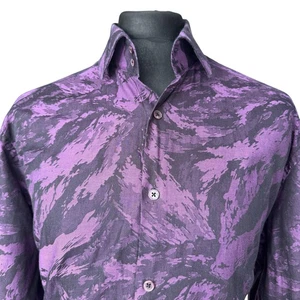 HAWES & CURTIS Shirt Mens XL (46") Long Sleeve Purple and Black Patterned - Picture 1 of 12