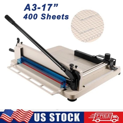 A3- 17" Heavy Duty Guillotine Paper Cutter Commercial Metal Base Trimmer Tools - Image 1 of 4