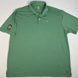 Rhoback Mens Golf Polo XXL Green On Green Stripes Short Sleeve Logo Embroidered - Picture 1 of 16