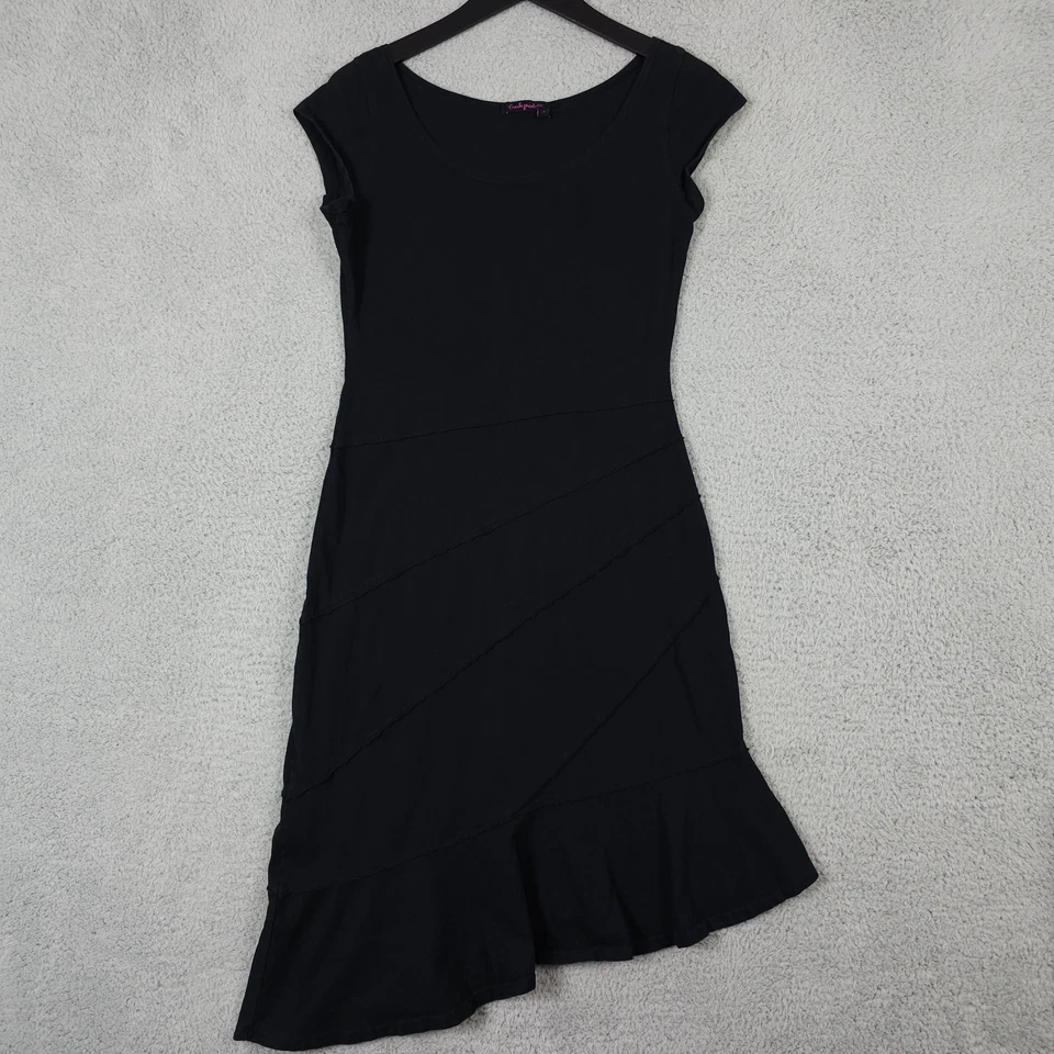 Vestido Fresh Produce Mujer Pequeño Negro En Niveles Asimétrico Algodón Tejido Costero Foto 1 de 4