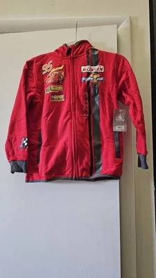 Disney Pixar Cars Lightning McQueen Zip Up Hoodie Jacket Boys Size 7/8 Red NWT - Image 1 of 4