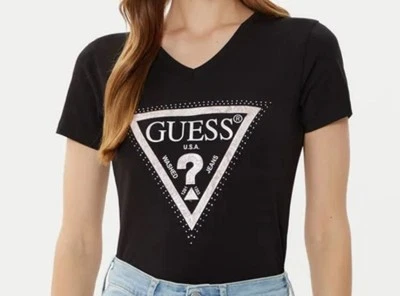 Camiseta Mujer Algodón Manga Corta GUESS W5RI21J1314 JBLK Negro - Imagen 1 de 4