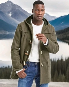 Gap Lana Borsone Toggle Sopra Cappotto Giacca Verde Oliva Pescatore XL X-Large Alto - Foto 1 di 8