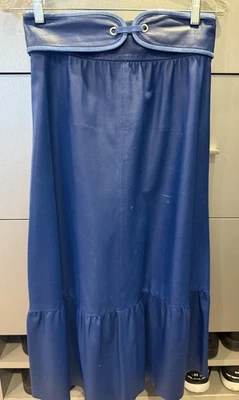 Valentino Leather Tiered Skirt Royal Blue  Size Small - Image 1 of 4