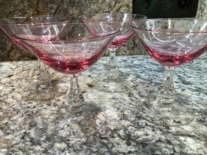 Tiffin Franciscan Wisteria Pink Champagne Or Tall Sherbets 4 For One Price!  - Picture 1 of 4