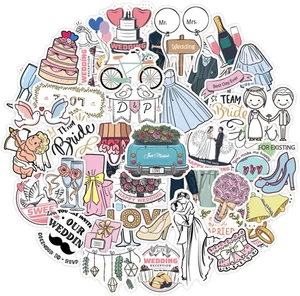 Hochzeit Aufkleber für Scrapbooking, 50 Stück süße Hochzeit Sammelalbum Sticker Braut - Bild 1 von 7