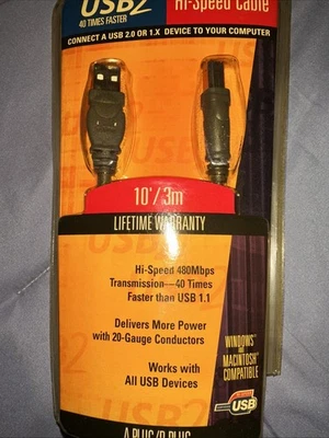 Belkin USB 2.0 Hi-Speed Cable A/B PLUG (NEW) ; F3U133-06 - Image 1 of 2