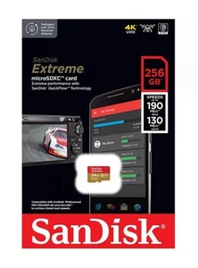 SanDisk Extreme 256GB microSDXC Card UHS-I U3 V30 190MBs SDSQXAV-256G-GN6MN - Picture 1 of 4