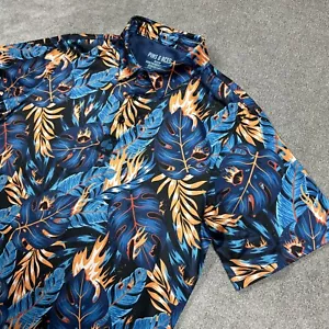 Pins and Aces Poloshirt Herren Medium Performance Golf Floral Fire Leaves Print - Bild 1 von 8