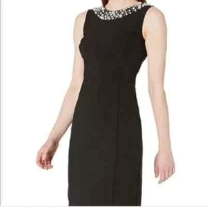 Calvin Klein Damen weiß/schwarz ärmellos Samt Etui ARBEIT Kleid 4p 4 petite - Bild 1 von 5