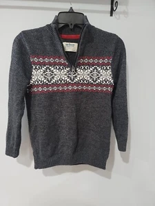 Urban Pipeline Boys Sweater Grey size M 1/4 Zip soft Knit L/S Fair Isle pattern - Picture 1 of 4