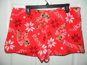 NWOT RUDOLPH RED NOSED REINDEER Plush CHRISTMAS Pajama Lounge Shorts* XL 16 18 - Picture 1 of 2