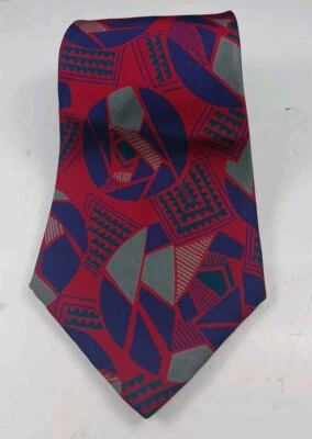 Corbata para hombre Perry Ellis Portfolio rojo púrpura seda cuello corbata 56" largo 4" ancho Foto 1 de 3