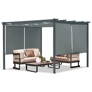 Aoodor 12'x12' Patio Pergola Aluminum Frame w/Retractable Canopy Shade Shelter - Picture 1 of 19