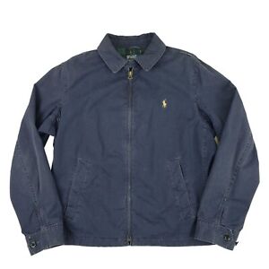 Vintage Polo Ralph Lauren Size Men's Large Plaid Lined Harrington Jacket Blue